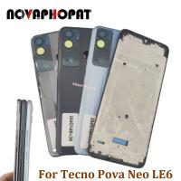 สำหรับ Tecno Pova Neo ที่คลุมประตูแบตเตอรี่ LE6เคสด้านหลังด้านหลังตัวเครื่องปรับปุ่มปรับระดับเสียงแผงกรอบจอ LCD ด้านหน้า