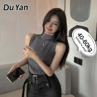 Du Yan เสื้อแขนกุดสำหรับผู้หญิง,เสื้อแขนกุด Racerback Camisole Spice สาวเสื้อยาวปิดถึงก้นเสื้อยืดรัดรูปครึ่งคอเต่ากระชับสัดส่วน