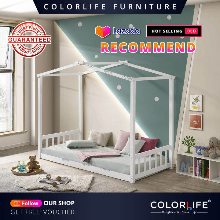 Colorlife Carino Tent Bed (White) / Single Bed / Kids Single Bed