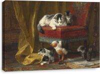 ผ้าใบศิลปะพิมพ์บนผนังชุดแมวความภาคภูมิใจของแม่โดย Henriette Ronner-Knip 18X12นิ้ว