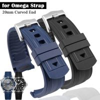 Rubber Strap 20mm Curved End for Omega for Seamaster 300 Waterproof Diving Metal Buckle Men Sport Replacement Watchband Bracelet