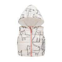 （Good baby store） Boys and girls Winter add velvet warm jacket vest  sweet cartoon printing hooded 0 5 year old beibei fashion children  39;s clothing