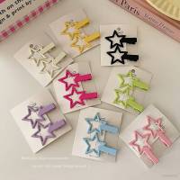 2PCS/Set Dopamine candy colored hairpin metal star hair clip female sweet hair clip duck beak clip