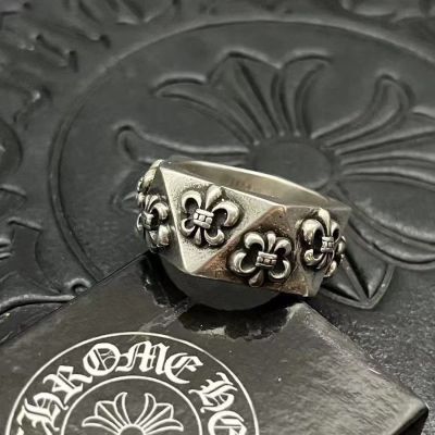 Chrome Cool Hearts แหวนสำหรับผู้หญิงและผู้ชายแหวนสเตอริงเงินแหวนใส่นิ้วดัชนีแนววินเทจ