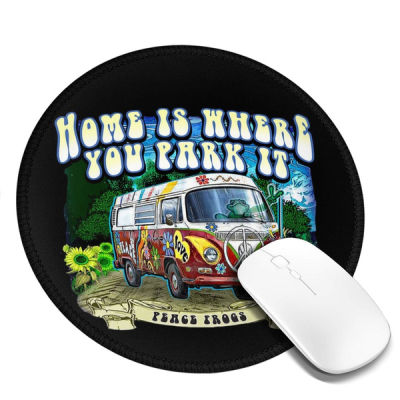 Peace Frog Hippie Tie Dye Love Bus Round Mouse Pad