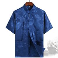 chinese new year Traditional Chinese Men Shirt Tops Male Stand Collar Kung Fu Clothes tang suit man hanfu blouse tai chi wushu