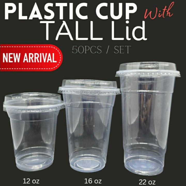 50pcs Plastic Cups With Tall Lid Set 95mm For Milktea Iced Coffee Fruittea Lemonade Lazada Ph 9672