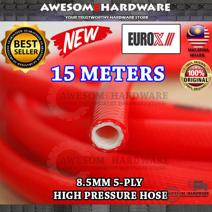 (15 METERS) EUROX 8.5MM 5PLY PVC HIGH PRESSURE HOSE AIR HOSE