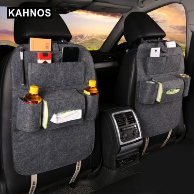 npuh Universal Car Seat Organizer Woollen Felt Storage Bag Multi Pocket Hanging Pouch Auto Interior Arrangement Accessories