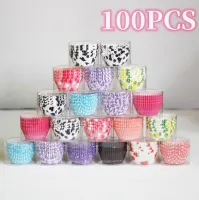 100Pcs มัฟฟิน Cupcake ถ้วยกระดาษ Cupcake Liner เบเกอรี่กล่องมัฟฟินถ้วยกรณีถาดปาร์ตี้เค้กเครื่องมือตกแต่งวันเกิด PARTY Decor-WIOJ SHOP