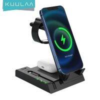 ZZOOI KUULAA 15W Qi Wireless Charger Stand For iPhone14 For Apple Watch 6 in 1 Foldable Charging Dock Station For Airpods Pro iWatch