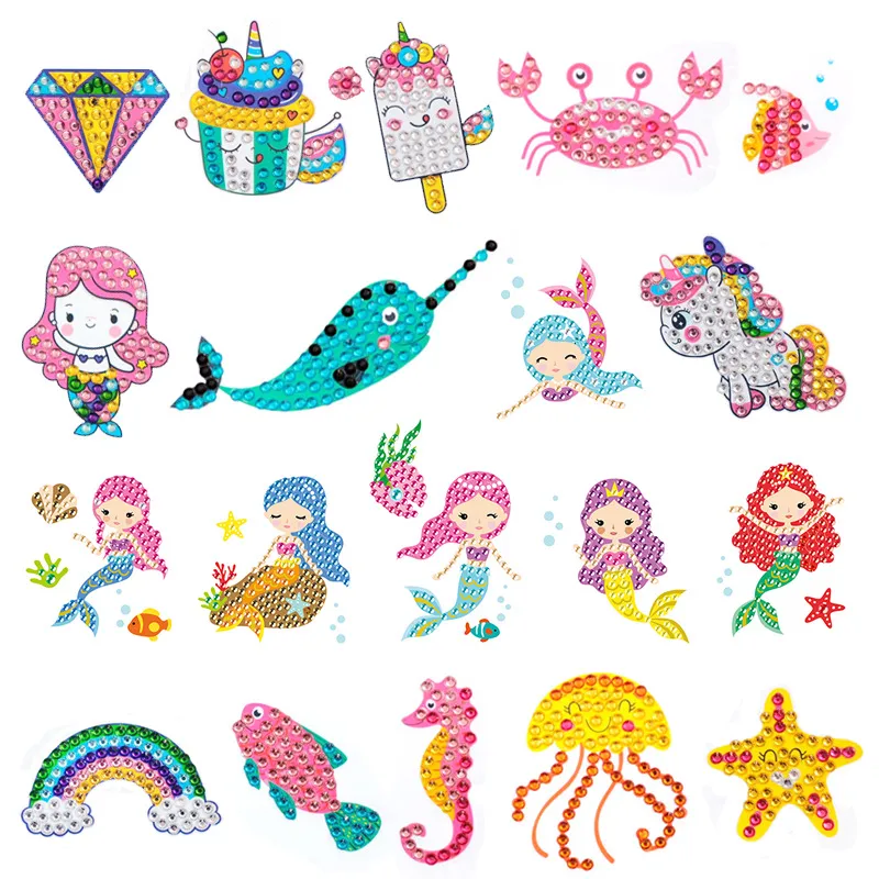 5d Diamond Art Kids Mermaid Diamond Painting Stickers Gem Art