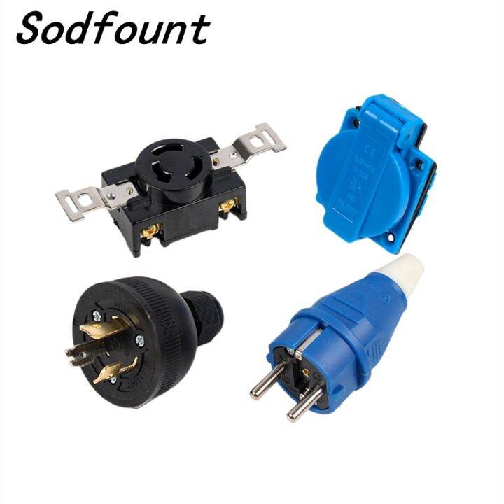 AC250V 30A 16A Screw Lock Generator Socket Cable Adapter 3 Pins 2Pin