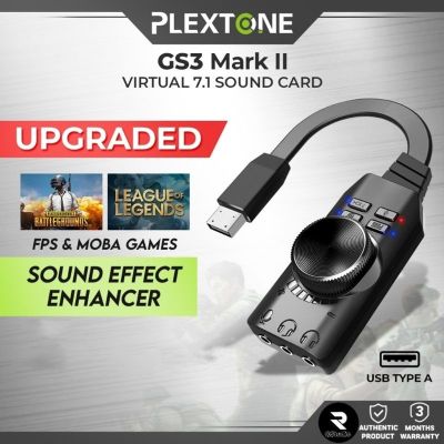 PLEXTONE GS3 Mark II การ์ดเสียงยูเอสบีแล็ปท็อป7.1CH การ์ดเสียงภายนอกขนาด3.5มม. อะแดปเตอร์ USB สำหรับเล่นเกมพีซี