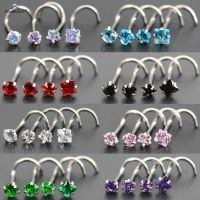 4Pcs/set 20G Rod Trending 3mm Heart Round Square Star Nose Ring Stud Cz Crystal Nostril Piercing Nariz Lip Nose Piercing Jewelry Body jewellery