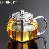 {Willie Samuel} BORREY Borosilicate กาน้ำชาแก้วที่ถอดออกได้ Infuser กรองแก้วทนความร้อนกาน้ำชาชุดถ้วยดอกไม้ Puer อูหลงชากาต้มน้ำ