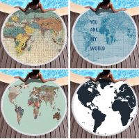 World map pattern Summer Round Swimming Quick-dry Microfiber Bath Towel Swimming Beach Towel Sports Towel Full Body Bath Towel