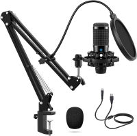 longkeshop USB Microphone , 192KHZ/24Bit Plug &amp; Play PC Computer Podcast Condenser Cardioid Metal Mic Kit with Professional Sound Chipset ,Microphone for PC, Gaming , Recording, Singing , Podcasting, You Tube