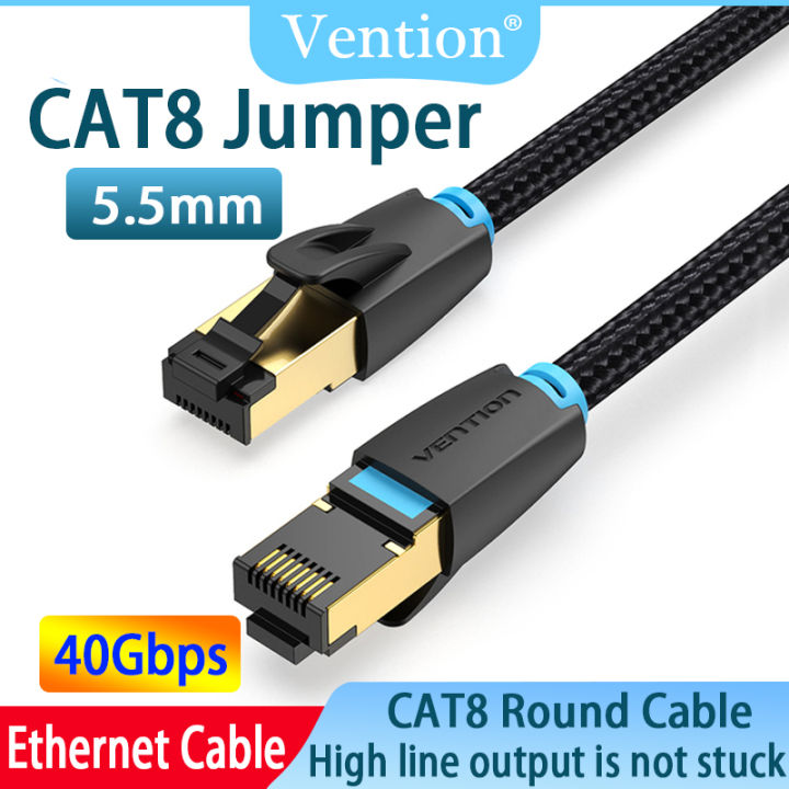 Vention Cat8 Sftp สายเคเบิลอีเทอร์เน็ตสายเคเบิลเสริม Rj 45 Cat 8สาย Lan 40gbps ผ้าฝ้ายถักความ 