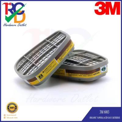 3M 6003 ตลับกรองป้องกันไอระเหย ตัวทำละลาย ไอกรด 3M Organic Vapor & Acid Gas Cartridge