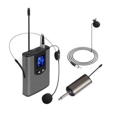 2X UHF Portable Wireless Headset/ Lavalier Lapel Microphone with Bodypack Transmitter and Receiver 1/4 Inch Output