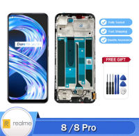 จอแอลซีดีต้นฉบับสำหรับ Realme 8 Pro หน้าจอแสดงผล LCD ที่มีกรอบ6.4 "Realme 8หน้าจอ RMX3085 8pro RMX3081แสดงชิ้นส่วนแผงสัมผัส