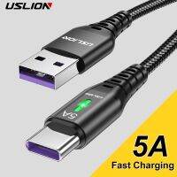 USLION 5A Type C Cable Mobile Phone USB Fast Charging Data Cord For Samsung S22 Xiaomi 12 11 Pro Poco M5 X4 GT Oneplus 10 Realme Wall Chargers