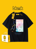 BKMK เสื้อยืดมียี่ห้อหมีตัวเล็กๆแขนสั้นชุดคู่รักผู้ชายเสื้อยีนส์คลุมยาวแบรนด์อินเทรนด์ฤดูร้อน