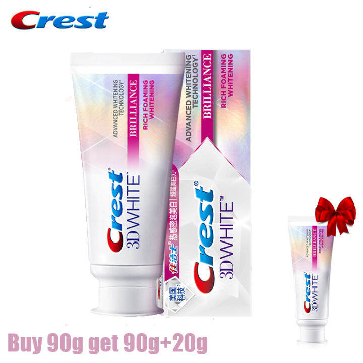 Crest 3D Teeth Whitening Toothpaste Briliance Rich Foaming Advanced