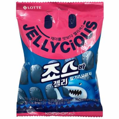 เยลลี่กัมมี่ lotte jaws bar jelly 죠스바맛 젤리셔스 70g เยลลี่เกาหลี