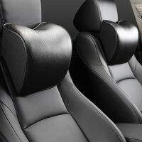 Genuine Leather Car Neck Pillow Set Memory Foam Auto Rear Seat Back Headrest Lumbar Supports Travel Cushion Cover Accessories