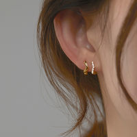 Simple gold Color Single Row Zircon Hoop Earrings For Women brincos oorbellen pendientes Flower Earrings Small