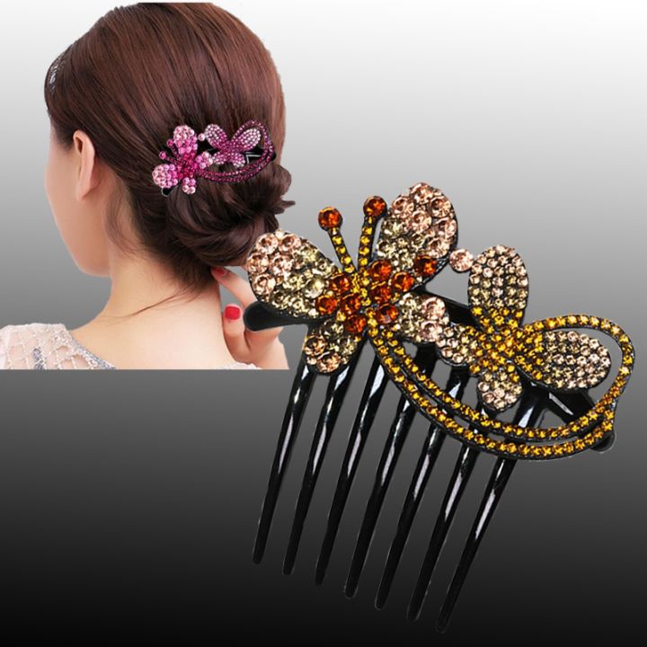 New fashion hair accessories Diamond Butterfly Hair Comb women's elegant  hair curler exquisite headdress 