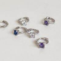 A.piece ต่างหูเงินแท้ [all silver 924] crystal one-touch(color gem) (266)