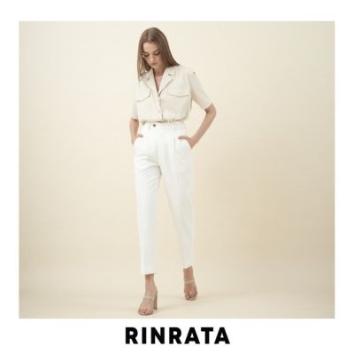 RINRATA - Oliver pants กางเกง กางเกงขายาว กางเกงผู้หญิง จีบหน้า กระเป๋าข้าง กางเกงขาว สีขาว Tailored pants