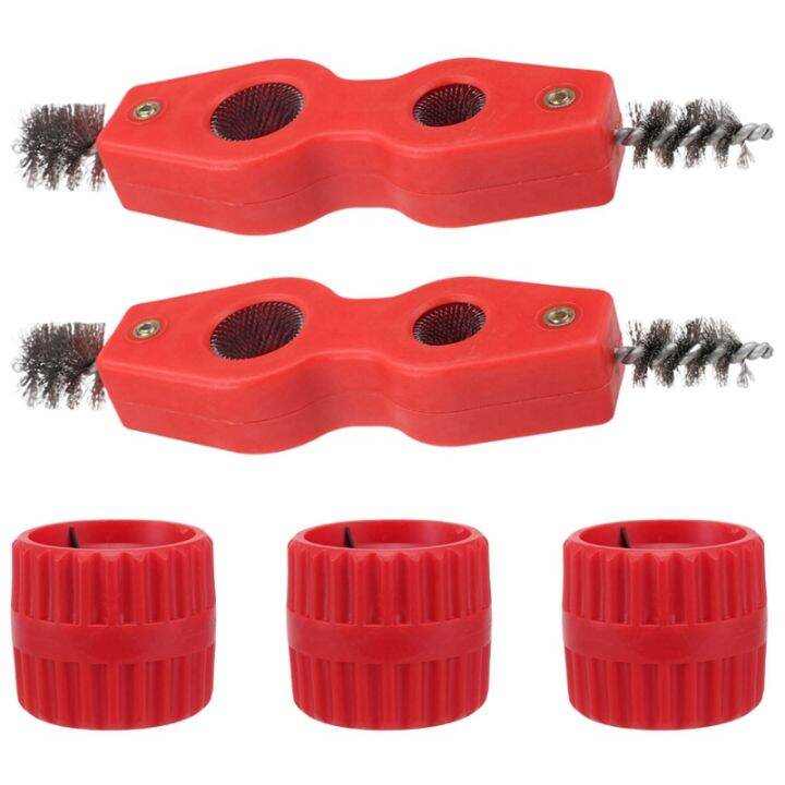 Pipe Reamer Deburring Tool,5Pcs Copper Pipe Cleaner and Reamer Set,Pipe Deburring Brush,Tubing