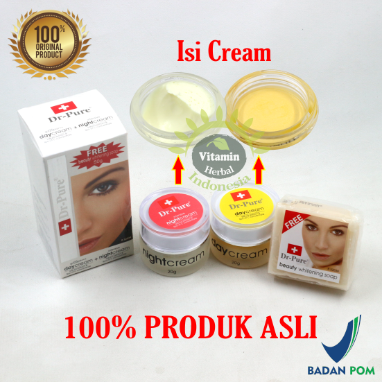 Dr Pure Asli Paket Cream Original Bpom Set Krim Whitening Skincare ...