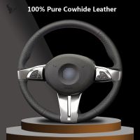 【YF】 Hand-stitched Black Genuine Leather Steering Wheel Cover for BMW Z4 E85 (Roadster) 2003 2004 2005 2006 2007 2008