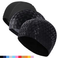 Men Women PU Coating Fabric Swim Cap Crystal Swim Pool Protect Ears Long Hair Adults Waterproof Swimming Bathing Caps Diving Hat