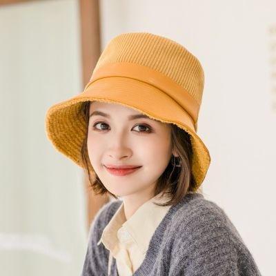 หมวกบักเก็ตกันหนาว หมวกผ้าลูกฟูก หมวกบักเก็ตผ้าลูกฟูก หมวกผู้หญิง หมวกผ้าสไตล์ญี่ปุ่น มีหลายสีให้เลือก