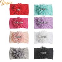 12pcslot Big Tull Flower Nylon Headband For Girls  Turban Head Wraps Soft Elastic Nylon Hair Bands Girls Hair Accessories