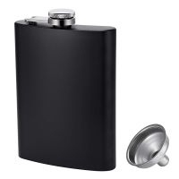 【YF】▫♤  8oz Hip Flask Flagon Whiskey Wine Pot Leather Cover Bottle Funnel Drinkware Cup