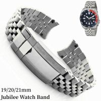 Original ✤✓ 19mm 20mm jam tangan gelang Tautan sekrup Solid ujung melengkung tali Jubilee untuk Seiko 5 SNXS73K1 untuk Rolex Oyster 316L tali baja tahan karat