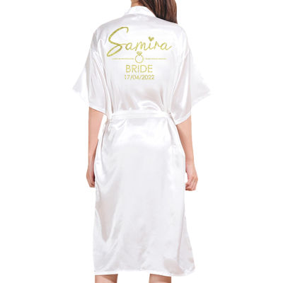 Customized Long Robe Wedding Bridesmaid robe for Bridal Party Emulation Silk Soft Home Bathrobe For Birthday Kimono Robes