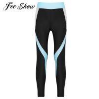 【CC】☬✜  Teens Pants Leggings Color Block Waist Breathable Stretchy Bottoms for Children Skating