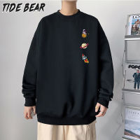 TIDE BEAR เสื้อยืดคอกลมพิมพ์ลายสำหรับผู้ชาย,เสื้อกันหนาวทรงหลวมเสื้อสเวตเตอร์แฟชั่นสเวตเตอร์สำหรับผู้ชาย