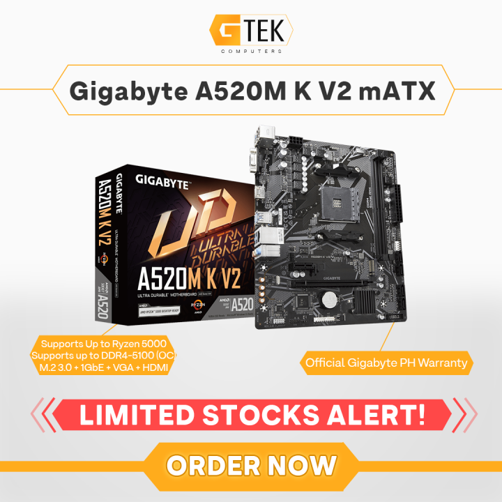 Gigabyte A520M K V2 A520 AMD AM4 mATX Motherboard | Lazada PH