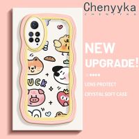 เคส Chenyyka สำหรับ Xiaomi Redmi โน๊ต11 Pro Note 5G 11e รูปแบบสัตว์การ์ตูนน่ารักขอบครีมลายคลื่นเคสโทรศัพท์แบบใสซิลิโคนนิ่มกันกระแทกแบบเรียบง่ายเคสใสป้องกันเลนส์กล้อง