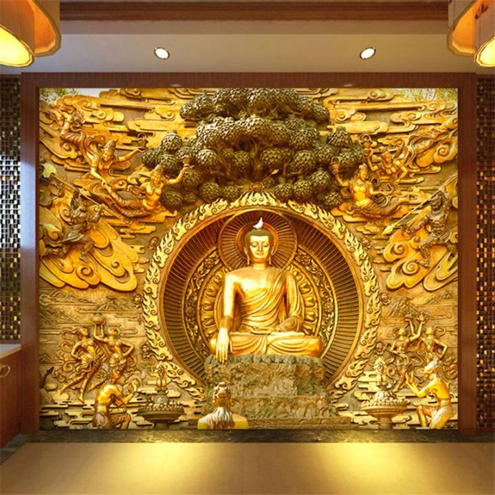 cod-shang815558-beibehang-พระพุทธรูปทองคำพระพุทธภาพจิตรกรรมฝาผนังวัดกำหนดเองห้องนั่งเล่นขนาดใหญ่พื้นหลังของหน้าจอผนัง3d-วอลล์เปเปอร์สเตอริโอ