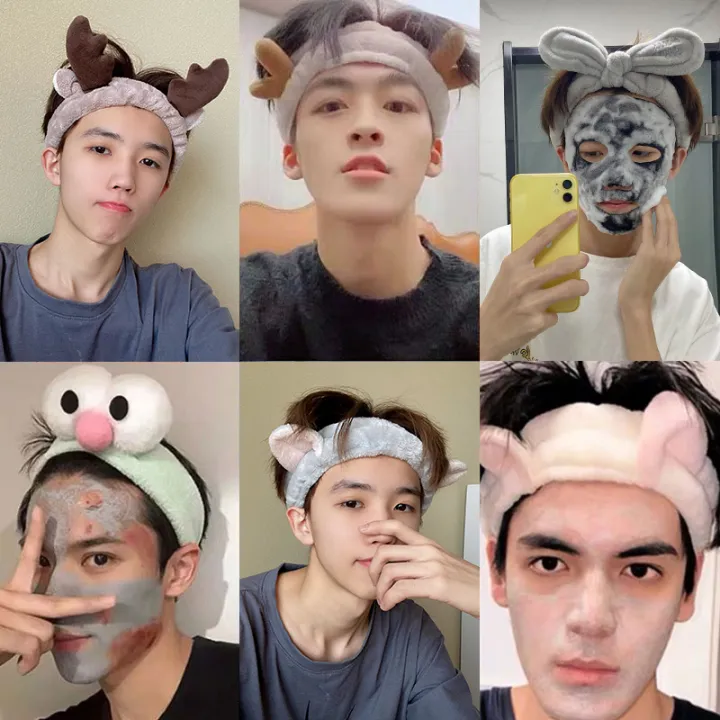 Internet Celebrity Face Wash Headband Men's Trendy Facial Mask Hair Band  Korean Men's Bangs Headband Hair Fixer Boys Sports Headband | Lazada PH